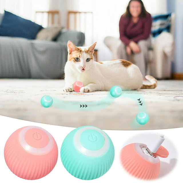Fiudx Pelota Rodante Inteligente, Juguete Interactivo Divertido, Evita Obstáculos Automáticamente, Divertido para Gatos y Cachorros, Alivia El Aburrimiento, Apto para Suelos Duros, 4,3 Cm de Diámetro