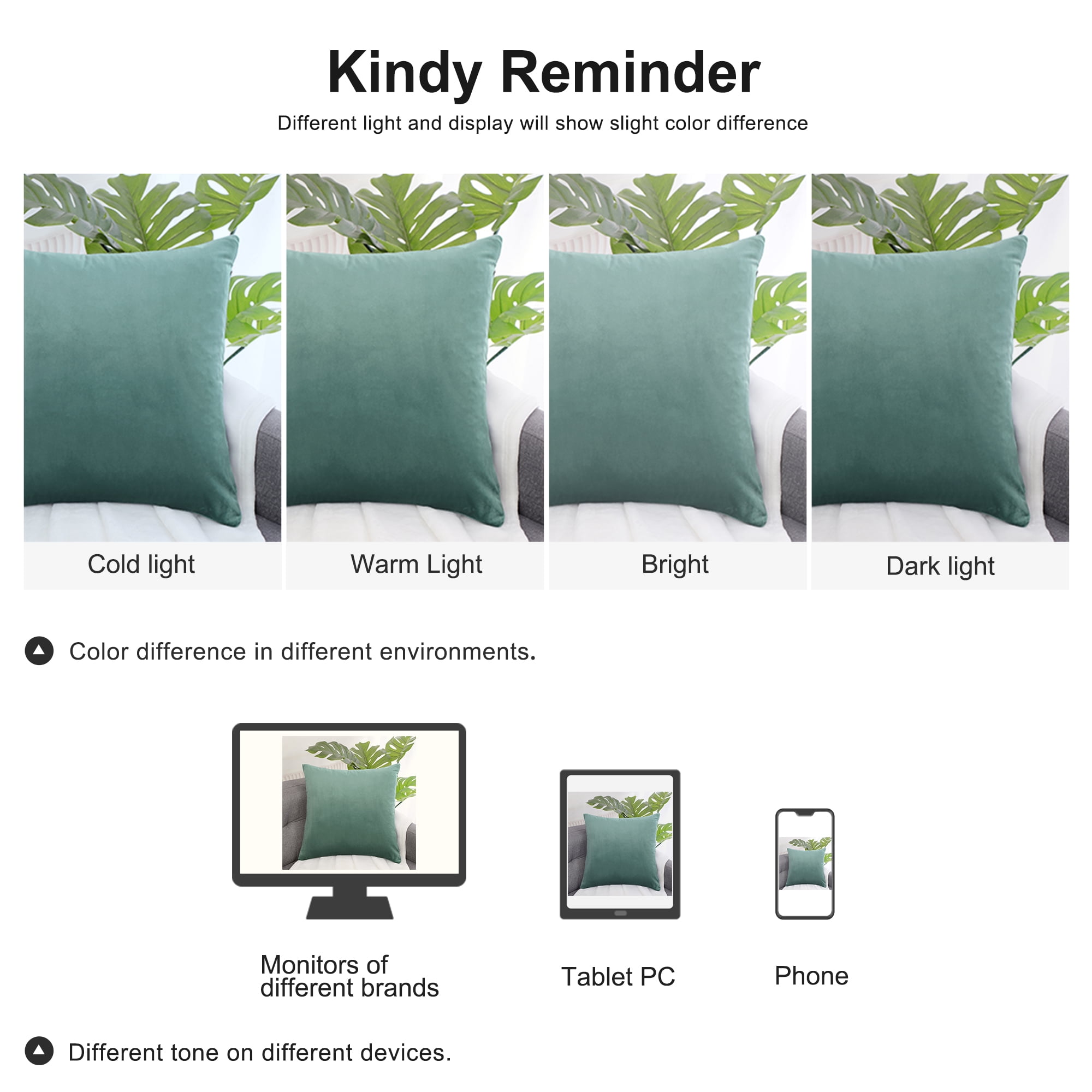 Unique Bargains Velvet Decorative softCushion Throw Pillow Cover 18" x 18" Seagreen