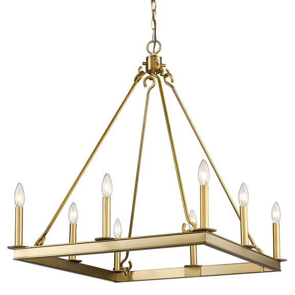 Z-Lite Barclay 8 Light 26" Square Steel Chandelier in Olde Brass