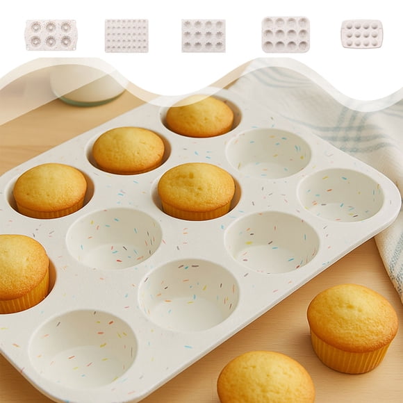 Jiaeri Silicone Non-Stick Cake Mold,Flexible Baking Pan for Bread,Muffin,and Cupcake,Kitchen Baking Tool for Easy Release,White