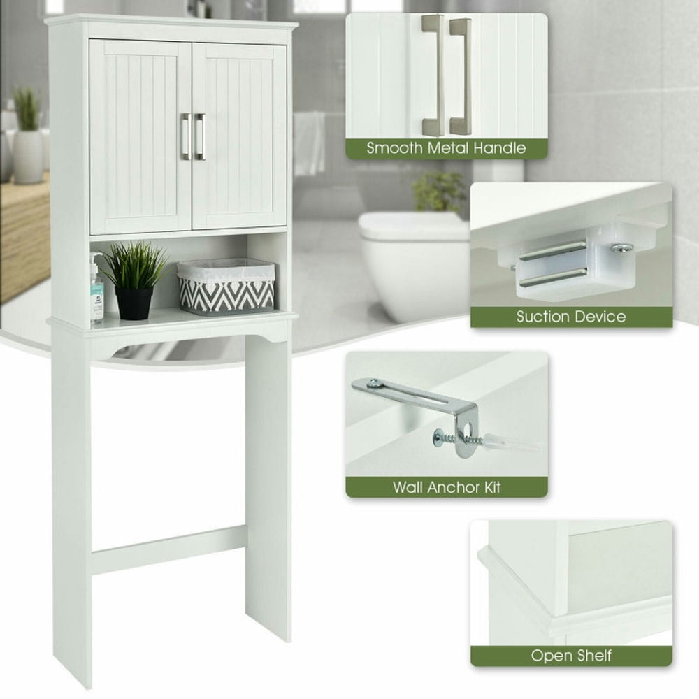 Finihen Toilet Storage Cabinet, Bathroom Cabinet Organizer, Over Toilet Space Saver Bathroom Organizer with Storage Cabinet, for Bathroom, White