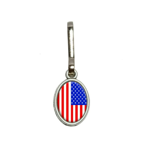 USA American Flag Oval Zipper Pull