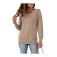 thumbnail image 3 of Asklazy Women's Long Sleeve Crew Neck Knitted Pullover Sweater,Khaki,XL, 3 of 9