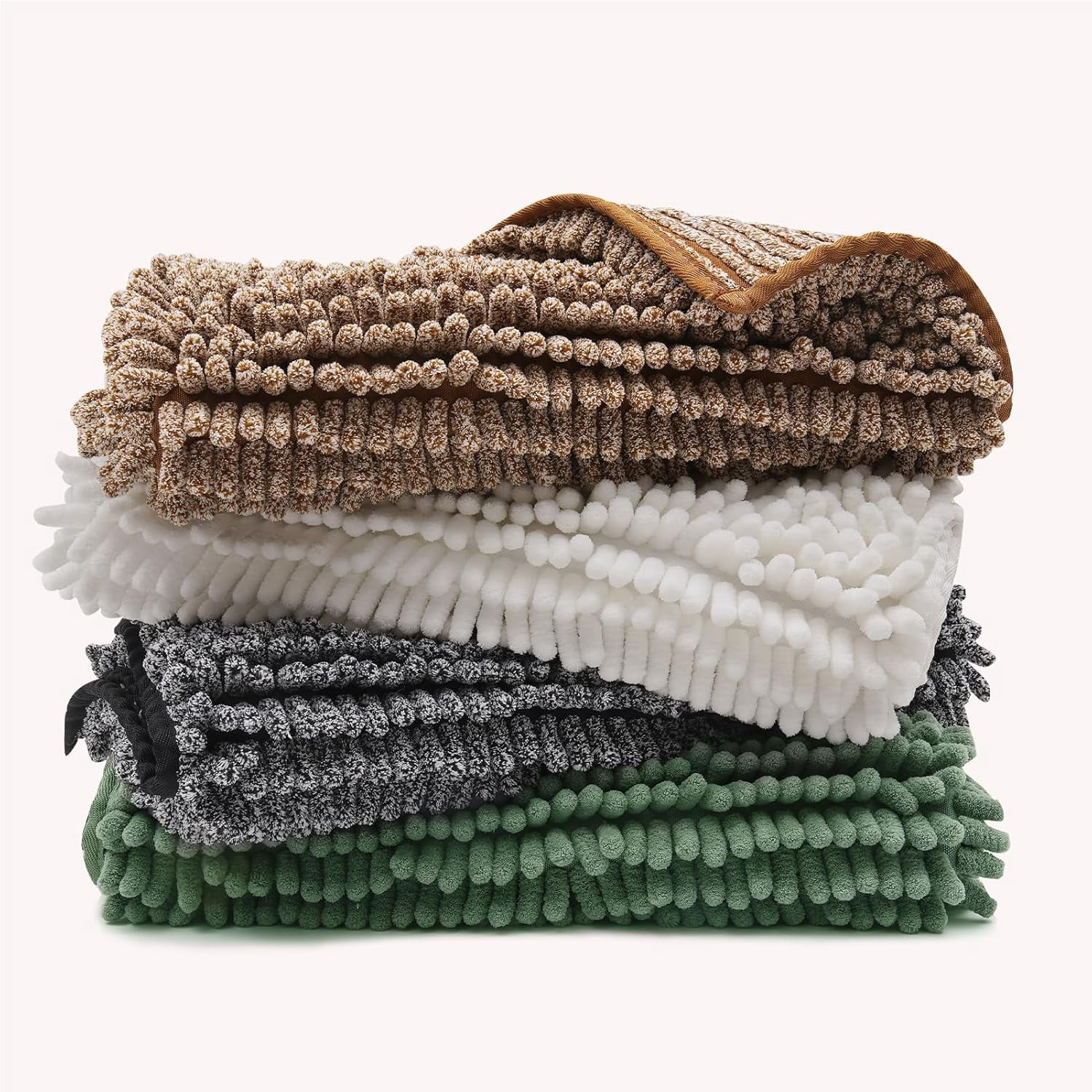 FRESHMINT Chenille Bath Rugs Extra Soft and Absorbent Microfiber Shag Rug, Non-Slip Runner Carpet for Tub Bathroom Shower Mat, Machine-Washable Durable Thick Area Rugs Caramel Heather, 32" x 20"