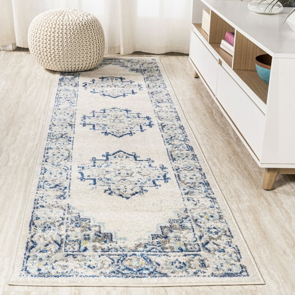 JONATHAN Y BOHEMIAN FLAIR 2 x 8 Runner Rug, Inigo Cottage Medallion - Blue/Gray, BMF107A-28