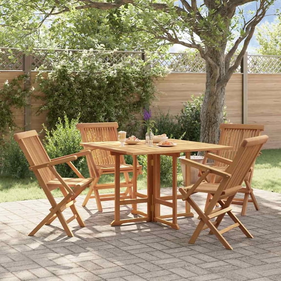vidaXL Outdoor Dining Set Teak Solid teak wood Medium Foldable