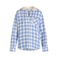 thumbnail image 5 of Time and Tru Women's Hooded Flannel Button Down Shirt with Long Sleeves, Sizes XS-XXXL, 5 of 5