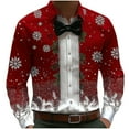 thumbnail image 2 of Fznquz Red Big and Tall Shirts for Men Satin Collared Long Sleeve Shirt Christmas 2025 Winter Button Down Mens Clothes, 2 of 3