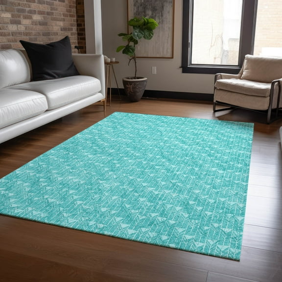 Addison Rugs Chantille Indoor/Outdoor Transitional Arrows Teal Washable Rectangle Rug, 10' x 14'
