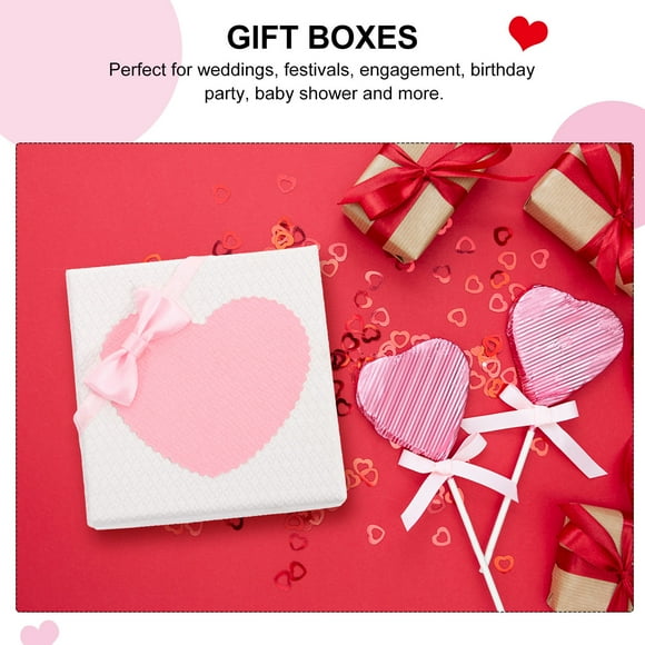 Phenofice 3Pcs Small Cardboard Boxes Squared Boxes with Lids Pink Recycled Cardboard for Event Planners