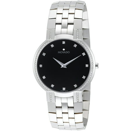 Movado Faceto Black Dial Stainless Steel Mens Watch 0606237