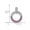 thumbnail image 2 of 13.6mm 925 Sterling Silver Rhodium Plated White and Red Cubic Zirconia Pendant Necklace Pendant for Women, 2 of 2