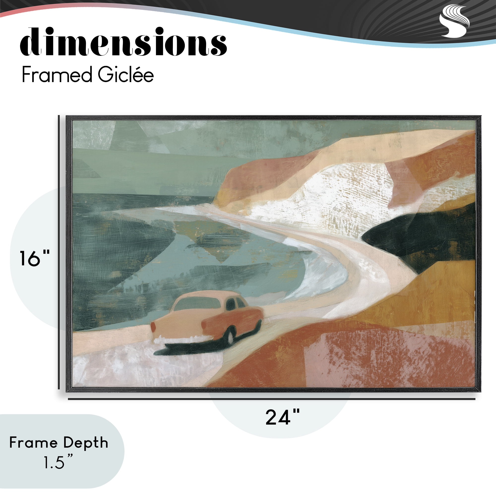 Stupell Industries Classic Car on Coastal Highway Black Framed Giclee Art, design by Chromatic Storm Studio