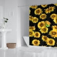 thumbnail image 2 of Black Sunflower Green Leaf Pattern Shower Curtain 72"x84" ,Bathroom Decorative Shower Curtains Set with 12 Hooks,Modern Waterproof Washable Shower Curtain, 2 of 6