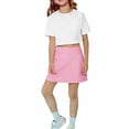 thumbnail image 6 of CUZIBR Kids Tennis Skort Breathable Relaxed High Elastic Waist Golf Running Skirts A-Line With Shorts Outdoor Running Casual Summer Fashionable Soft Mini Skirts Prom Dresses,Pink,6-7 Years, 6 of 6