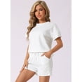 thumbnail image 2 of DARING DIVA Women's Loungewear Short Sleeve Tops and Shorts with Pockets White S, 2 of 6