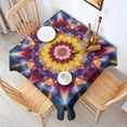 thumbnail image 2 of Colorful Tie Dye Flower Mandala Pattern Square Tablecloth,Waterproof Square Table Cover,Wipeable Spillproof Washable Table Cover for Home Kitchen Party Decor 42"X42"(107x107cm), 2 of 6
