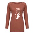 thumbnail image 3 of Hauts d'Été pour Femmes Mode Dames Décontracté Ample Col Rond T-Shirt à Manches Longues Imprimé Chat Haut Femmes Chemises en Liquidation, 3 of 4