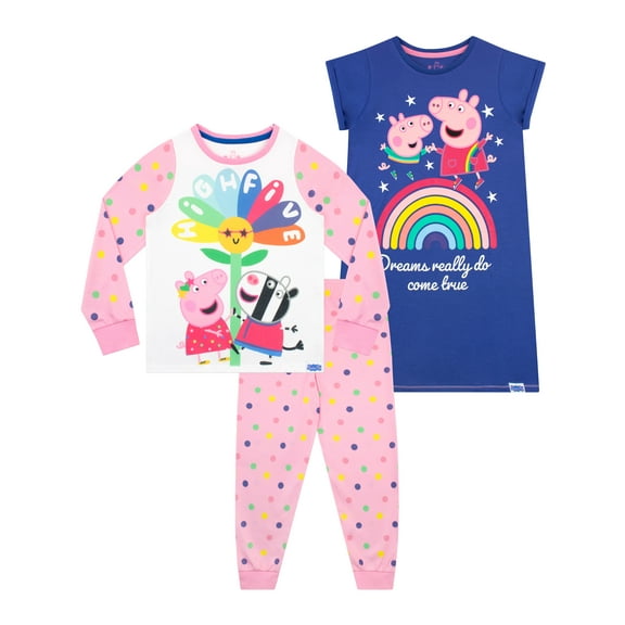 Peppa Pig Girls 2 Pack Pajamas And Nightdress Sizes 2T-8