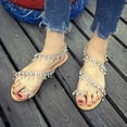 thumbnail image 6 of huanledash Plus Size Women Rhinestone Faux Pearl Tassel Shoes Summer Clip Toe Flat Sandal, 6 of 8