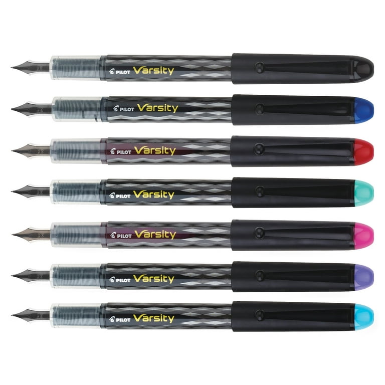 Pilot Varsity Disposable Fountain Pens 7-Pack Pouch Assorted Color Inks 90029