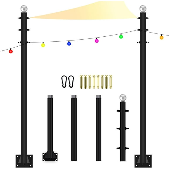 Sun Shade Sail Poles 10FT Outdoor Shade Sail Pole Kit Heavy Duty Steel Post Support Awning Canopy for Deck Patio Outside Backyard(10FT,2pack)