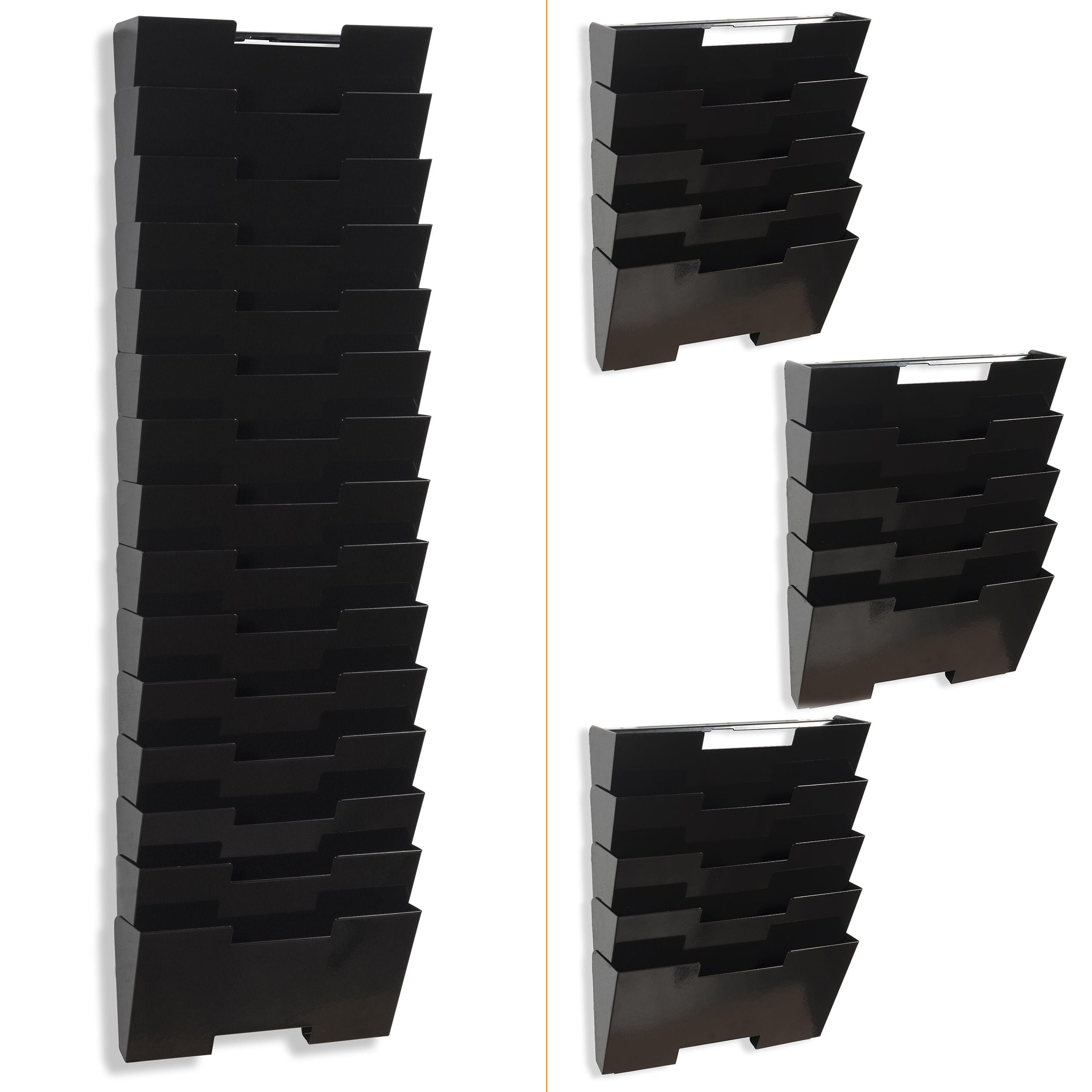Black Metal Paper Magazine Folder Organiser Rack Wall Mount File Holder Storage 