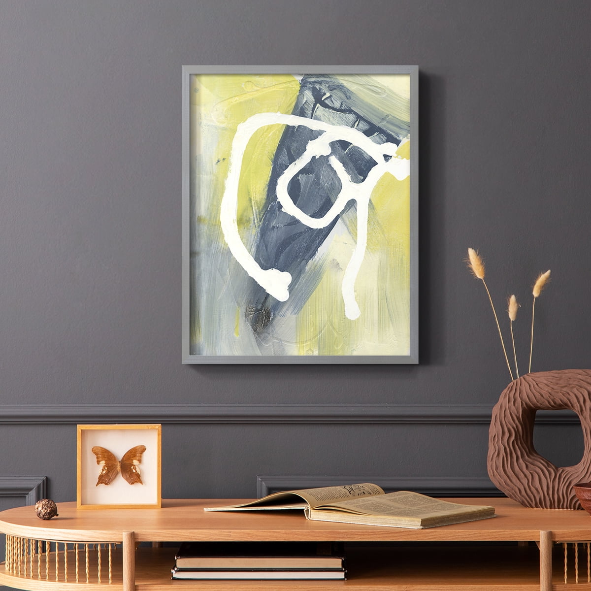 Delightful I Framed Print in Gray Solid Wood Framed Print No Nail Hanging