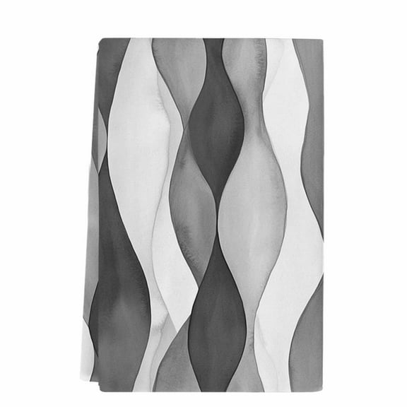 Dish Towels, Abstract Wave Pattern Texture Absorbent Kitchen Towels 1 PC, Black Gray White Microfiber Hand Towels Dish Cloths Tea Towels for Home  Bathroom,18X28-Inch,