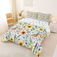 thumbnail image 2 of Erosebridal Watercolor Floral Queen Comforter Set for Kids Girls, Cute Daisy Sunflower Bedding Comforter Set, Polka Dots Reversible, 3pcs, 2 of 6