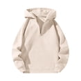 thumbnail image 2 of Domuza Mens Quarter Zip Up Hoodies Long Sleeve Drop Shoulder Sweatshirt Fall Winter Casual Stylish Pullover Khaki 3XL, 2 of 6