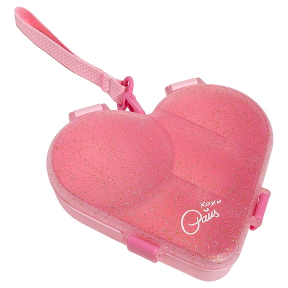 Paris Hilton Bento-Style Heart-Shaped Snack Box, Built-In Phone Stand, Removable Wrist Strap, Pink