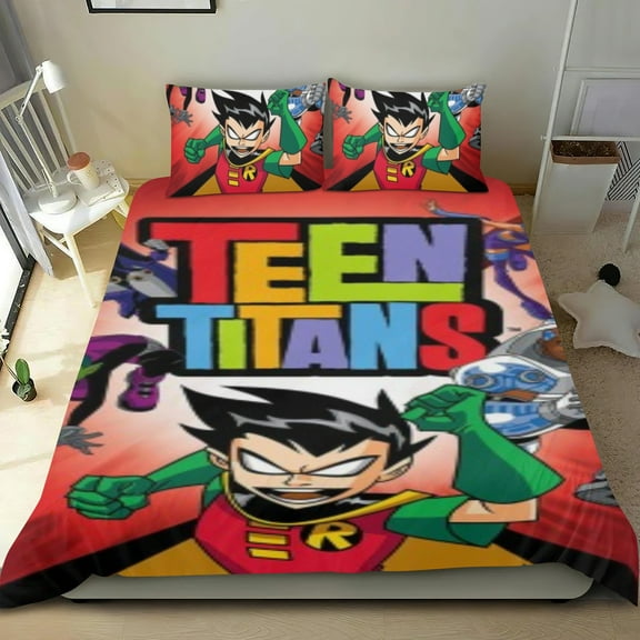 3 Piece Bedding Set For Teen Titans Comforter Cover Set Cute Duvet Cover Sets Super Soft Teens Kids Bedroom Gifts Twin