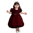 thumbnail image 2 of Zwiiyzr 6M-5T First Communion Dress Flower Girl Dress Elegant Lace Satin A-Line Bridesmaid Princess Dress for Wedding Party Burgundy, 2 of 9