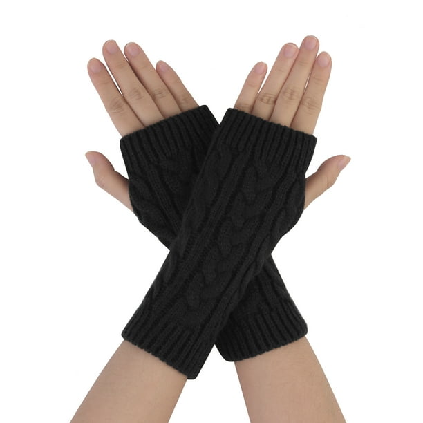 Guantes sin dedos de punto elástico unisex INSPIRE CHIC color negro talla única