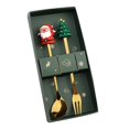 thumbnail image 2 of Juego de cuchara y tenedor navideños, cucharas de postre, cuchara de café con caja de regalo creativa Santa y árbol redondo, 2 of 9