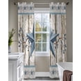 thumbnail image 4 of Texas Star Navy Blue Sheer Curtains 84 Inch Length 2 Panels Set for Living Room/Bedroom, Farmhouse Vintage Art Wooden Kitchen Curtains Grommet Semi-Sheer Curtains Drapes Window Treatments 52"x84"x2, 4 of 7