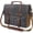 Gray, variant on Mens Messenger Bag 15.6 Inch Waterproof Vintage Genuine Leather Canvas Briefcase Satchel Shoulder Bag Large Leather Computer Laptop Bag,Brown