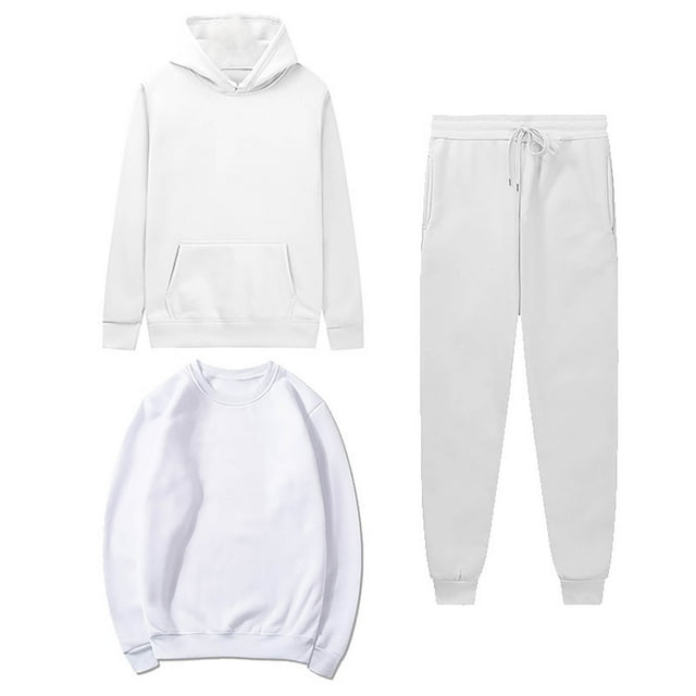Timegard Ensembles 3 Pcs pour Femmes Chandail à Capuchon à Manches Longues avec Poche Chandail Ras du Cou Hauts Bas à Cordon Ensembles de Pantalons
