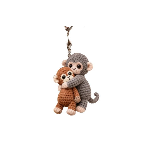 Punch Monkey Orangutan Keychain – Cute Hanging Plush Key Ring Decoration for Bags Backpacks Keys, Mini Monkey Charm Gift for Women Men Kids