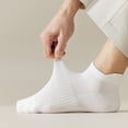 thumbnail image 6 of harmtty Solid Color Boat Socks 1 Pair Men Boat Socks Low-cut Cotton Solid Color High Elasticity Anti-slip Soft Sweat-absorption Anti-shrink Sports Short Socks White, 6 of 8