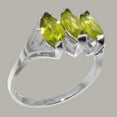 thumbnail image 2 of LBG British Made 18k White Gold Natural Peridot Womens Promise Ring - 33 size options - Size 5.75, 2 of 5