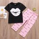 thumbnail image 3 of Kids Baby Girls Clothes Set 2024 Summer Lips T-shirt+Eyelash Pink Pants 2PCS Toddler Baby Girl Outfits 3M/6M-5T, 3 of 4