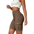 thumbnail image 5 of Womens Biker Shorts with Pockets Tummy Control Butt Lifting high Waisted Yoga Shorts Running Workout Booty Gym Short Coffee S, 5 of 7