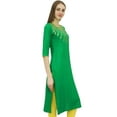thumbnail image 2 of Bimba Women's Green Designer Tunic Embroidered Kurta Custom Kurti Blouse-14, 2 of 4