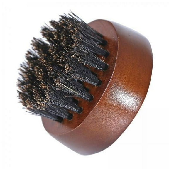 Vaveren 3xWooden Beard Brush Boar Bristles Soften Facial Small Round for Men Brown