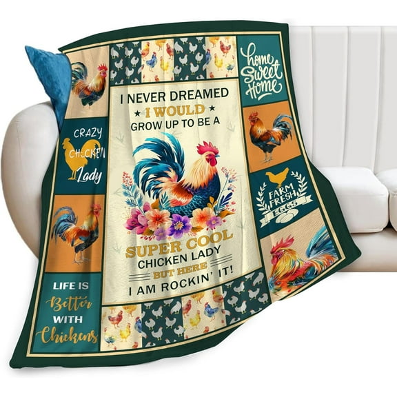 Kuscheln Chicken Blanket Chickens Throw Blanket Soft Fleece Flannel Bedding Rooster Gifts for Men Boys Women Girls Chicken Stuff Plush for Couch Sofa Bed Room Decor
