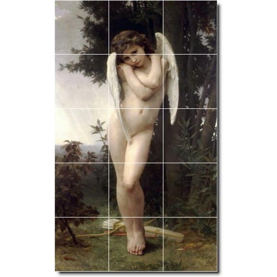 Ceramic Tile Mural-William Bouguereau Angels Bathroom Tile Mural 1. 18" w x 30" h using (15) 6 x 6 ceramic tiles