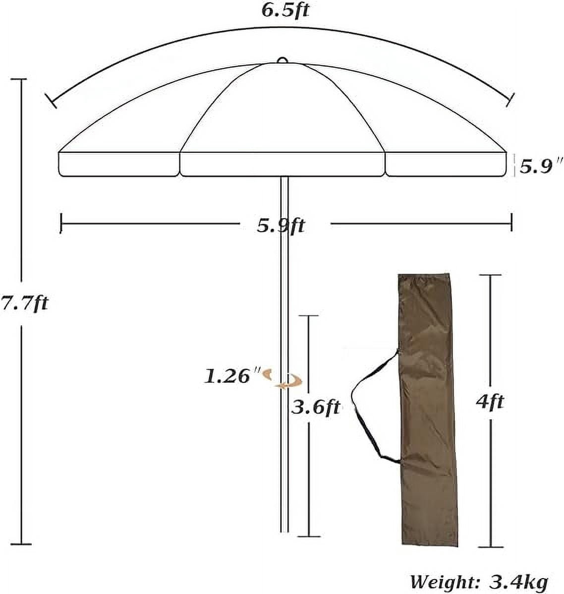 Pink 6.5ft Market Patio Umbrella with Fringe, Tilt, Adjustable Height, UV50+, Waterproof