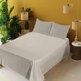 thumbnail image 2 of Art Deco Sheet Set, Symmetric Design Retro Pattern with Ogee Shapes Inspired Oval Forms Print, Fitted & Flat Sheet with Pillowcase Bedding Accent 3 Pcs Set, Twin, Warm Taupe White, by Ambesonne, 2 of 5
